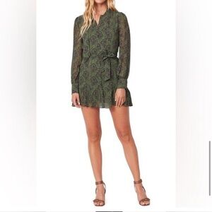 PAIGE Green Vittoria Mini Multi Green  Dress